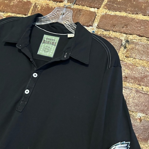 Tommy Bahama 🏆🦅NFL Eagles🦅🏆 Black Polo Shirt Short Sleeve - Picture 3 of 12